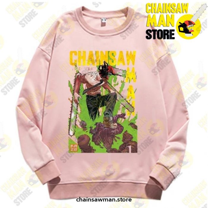 Anime Chainsaw Man Pullover Sweatshirt Pink / S