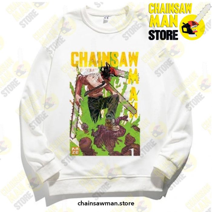 Anime Chainsaw Man Pullover Sweatshirt White / S