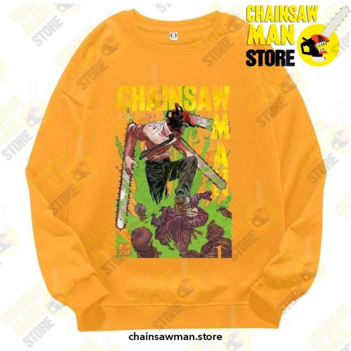 Anime Chainsaw Man Pullover Sweatshirt Yellow / S