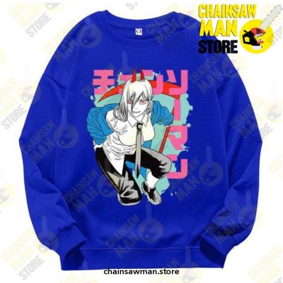 Anime Chainsaw Man Sweatshirt Blue / S