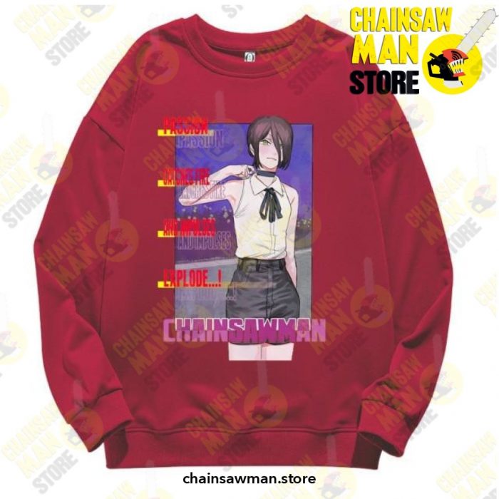 Hot Anime Chainsaw Man Sweatshirt Red / S