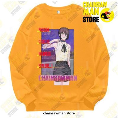Hot Anime Chainsaw Man Sweatshirt Yellow / S