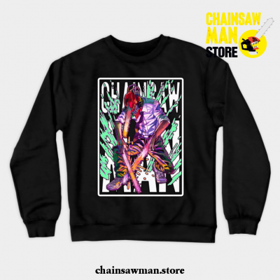 Denji Chainsaw Man Fashion Crewneck Sweatshirt Black / S