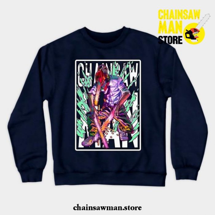 Denji Chainsaw Man Fashion Crewneck Sweatshirt Navy Blue / S