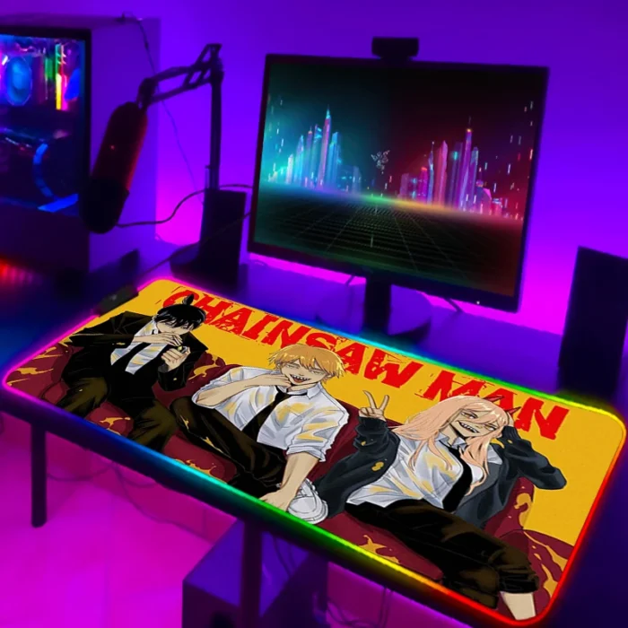 Keyboard Mat Chainsaw Man Xxl Gaming LED Mouse Pad Deskmat Laptop Accessories RGB Mousepad Desk Protector 15 - Chainsaw Man Store