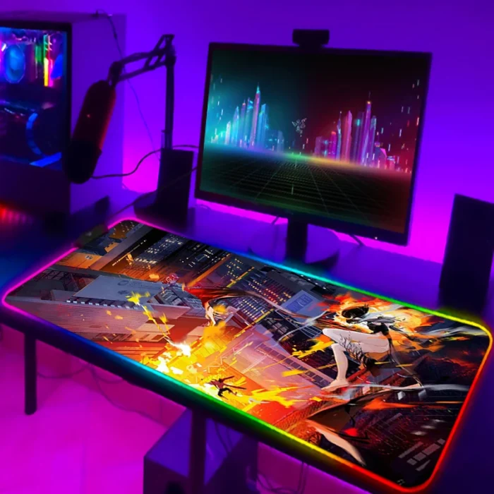 Keyboard Mat Chainsaw Man Xxl Gaming LED Mouse Pad Deskmat Laptop Accessories RGB Mousepad Desk Protector 18 - Chainsaw Man Store