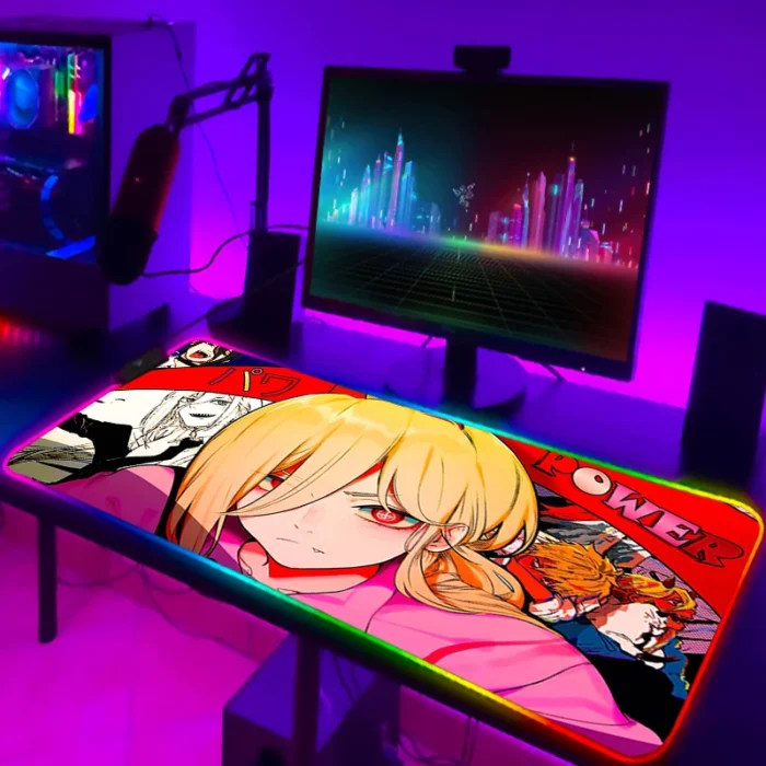 Keyboard Mat Chainsaw Man Xxl Gaming LED Mouse Pad Deskmat Laptop Accessories RGB Mousepad Desk Protector - Chainsaw Man Store