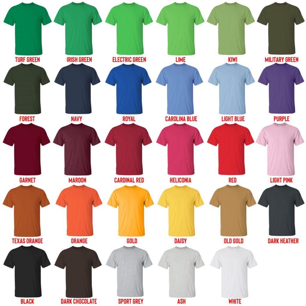 t shirt color chart 1 - Chainsaw Man Store