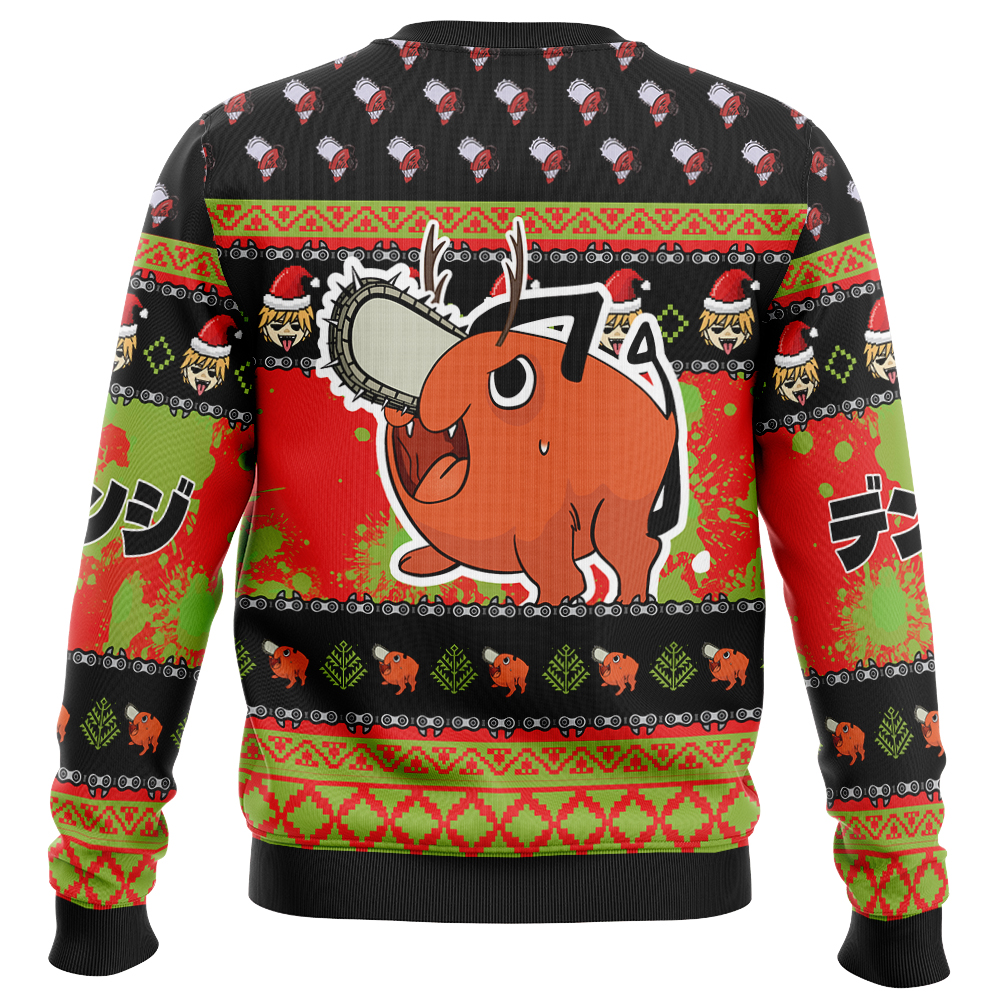 Denji Chainsaw Man Ugly Christmas Sweater BACK - Chainsaw Man Store