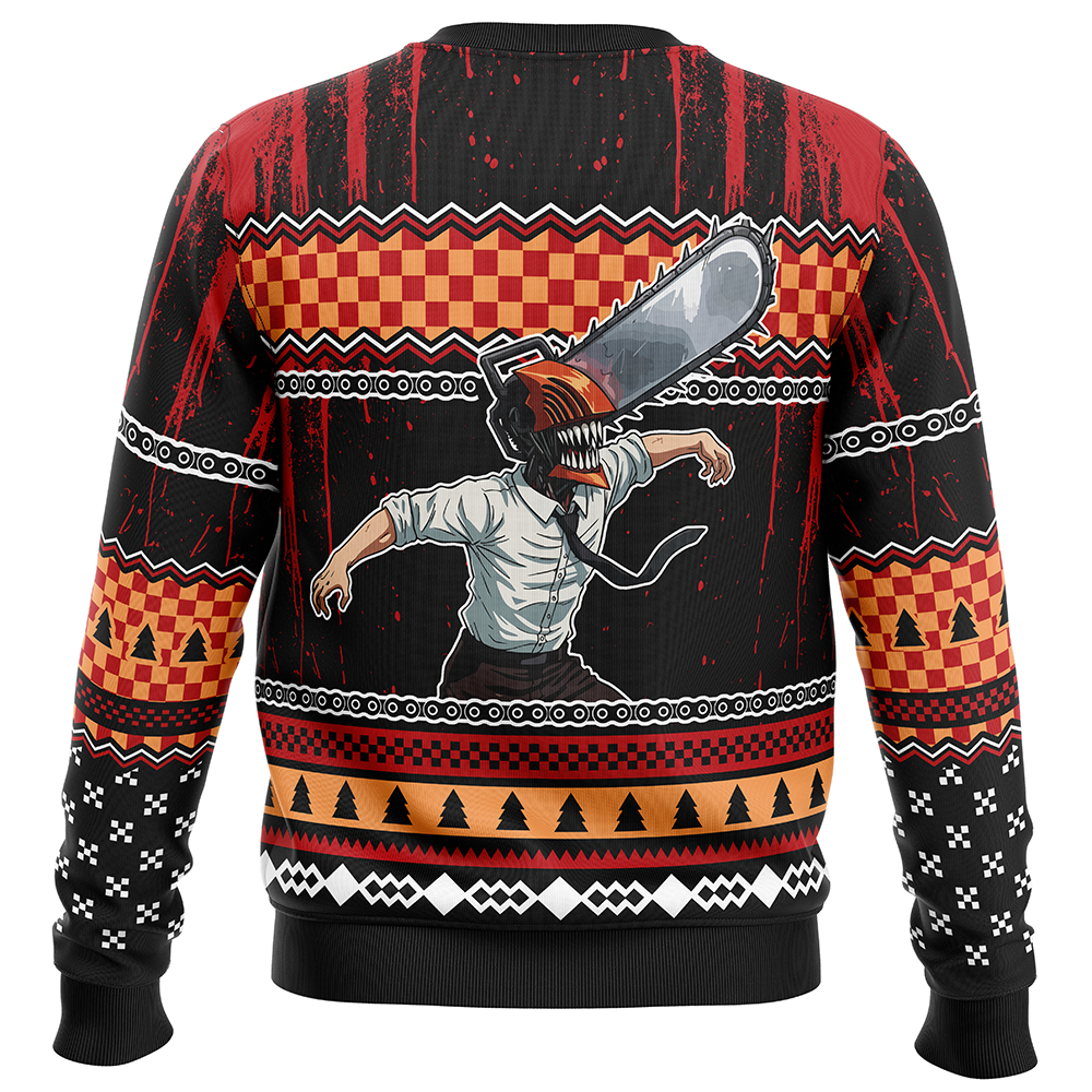 Merry Slaymas Denji Chainsaw Man Sweater BACK mockup - Chainsaw Man Store