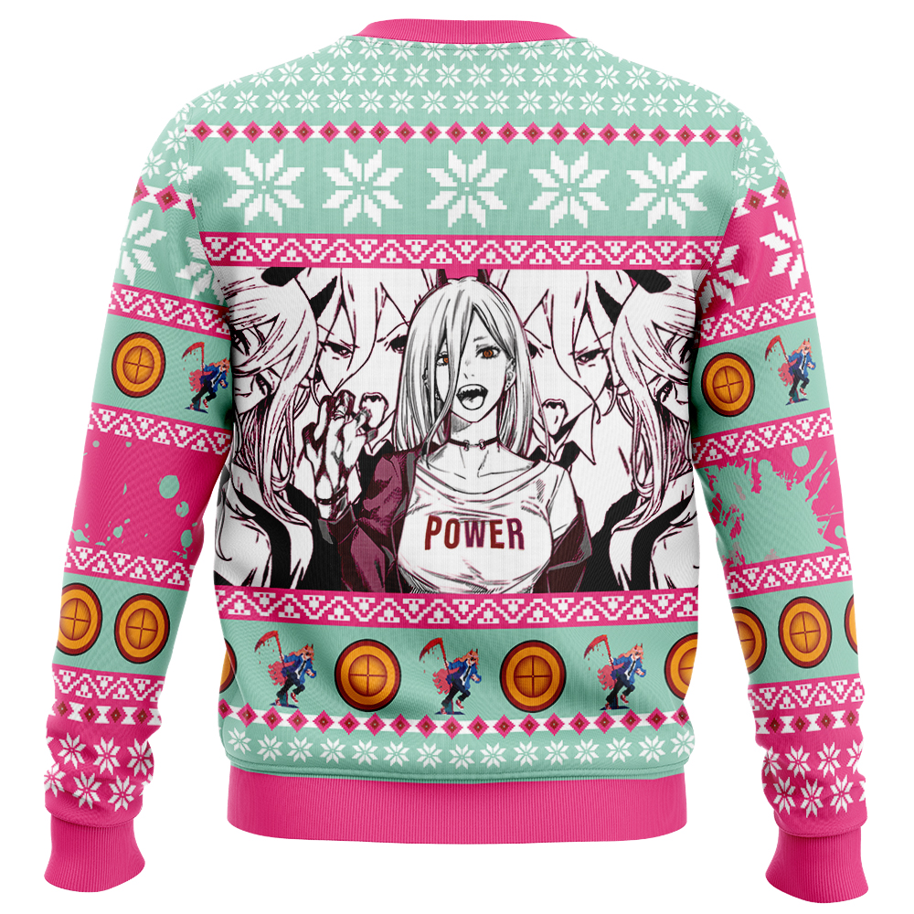 Power Chainsaw Man Ugly Christmas Sweater BACK - Chainsaw Man Store